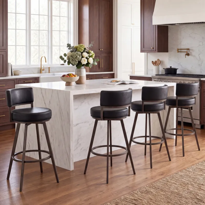 Geno Black Swivel Barstool