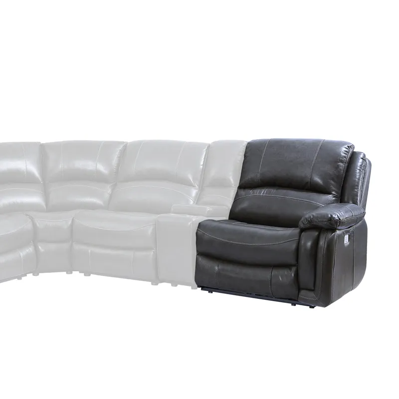 Denver RAF Dual-Power Leather Sectional Recliner, Charcoal