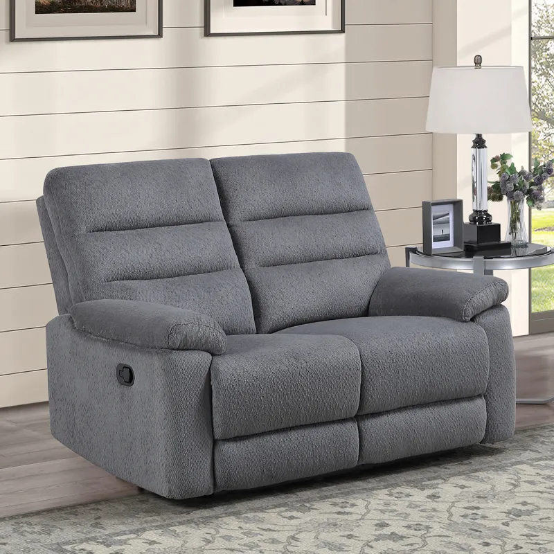 Cozy Gray Manual Recliner Loveseat