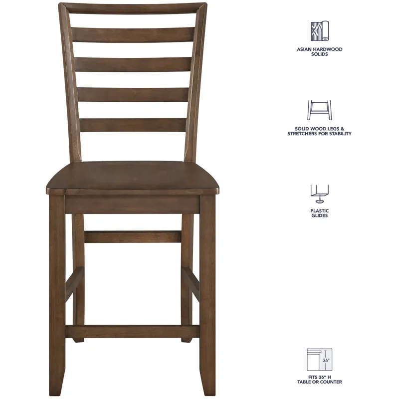 Java Brown 7-Piece Counter Height Dining Table Set with Joanna Chairs