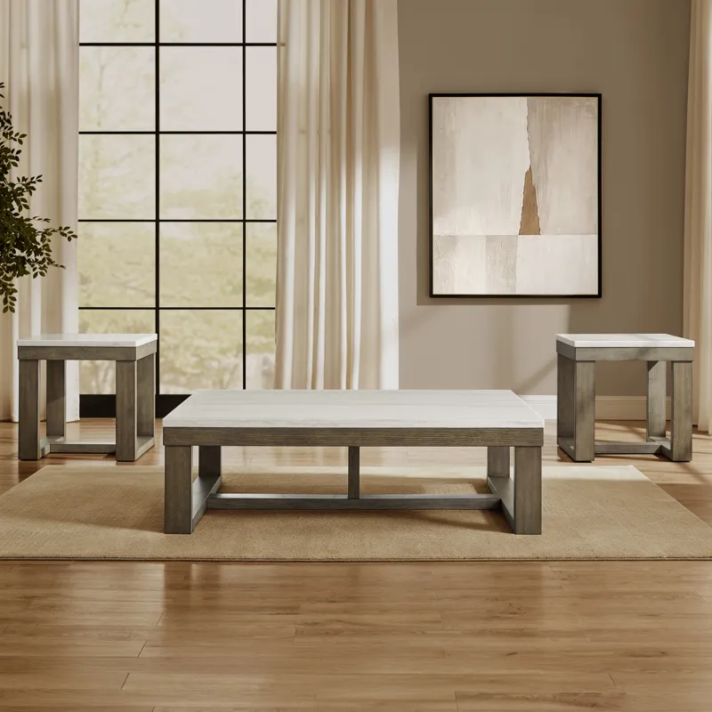 Calla White Marble Top Square End Table