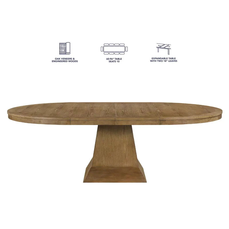 Vaughn 60-96″ Driftwood Table With 2-18″ Leaves