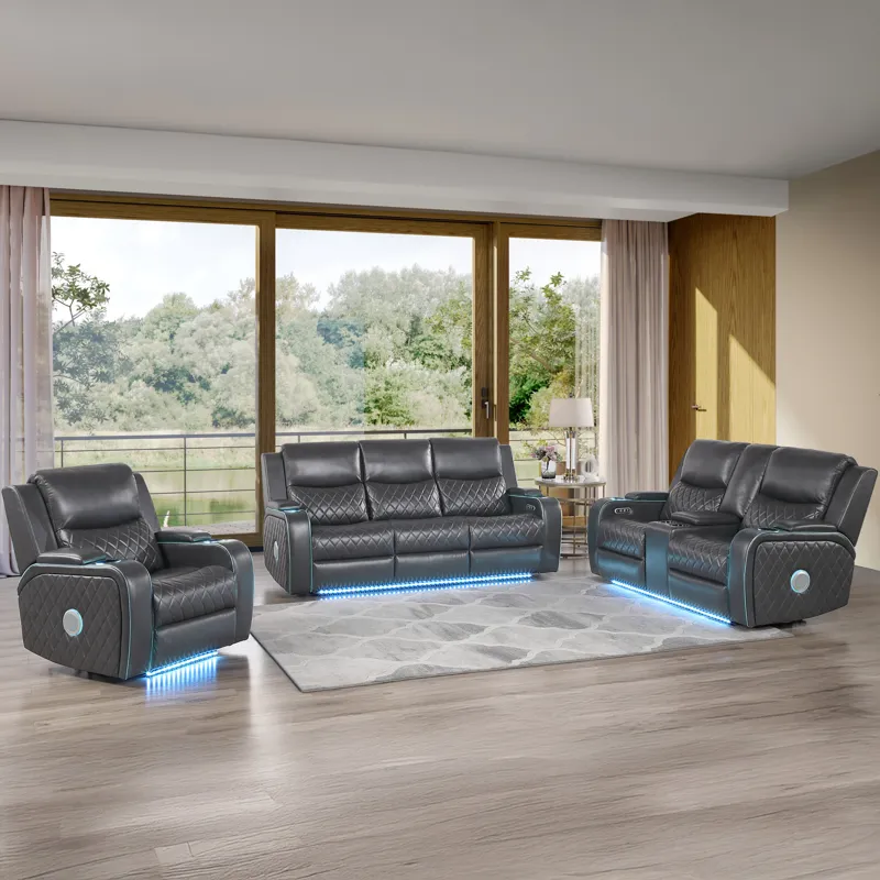 Luna Charcoal Power Console Loveseat