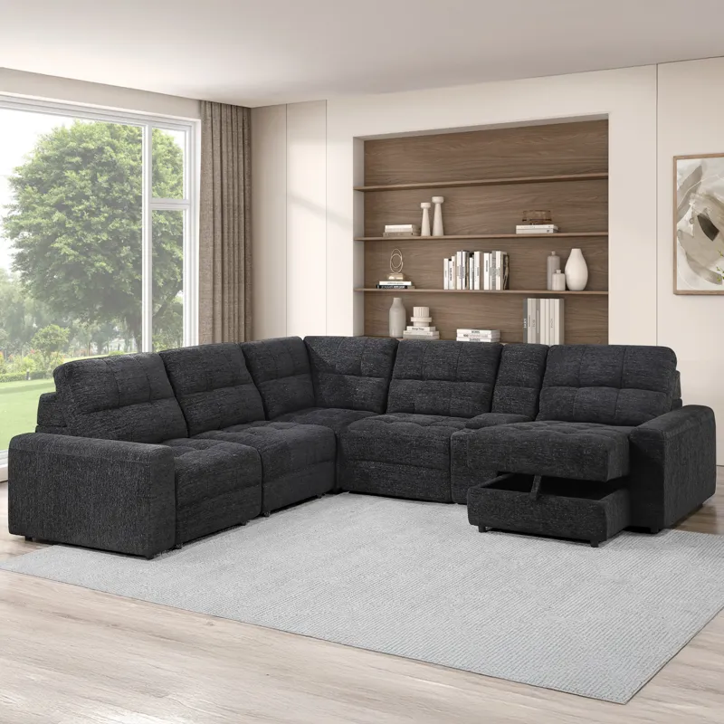 Snyder Black 6-Piece Reclining Sectional
