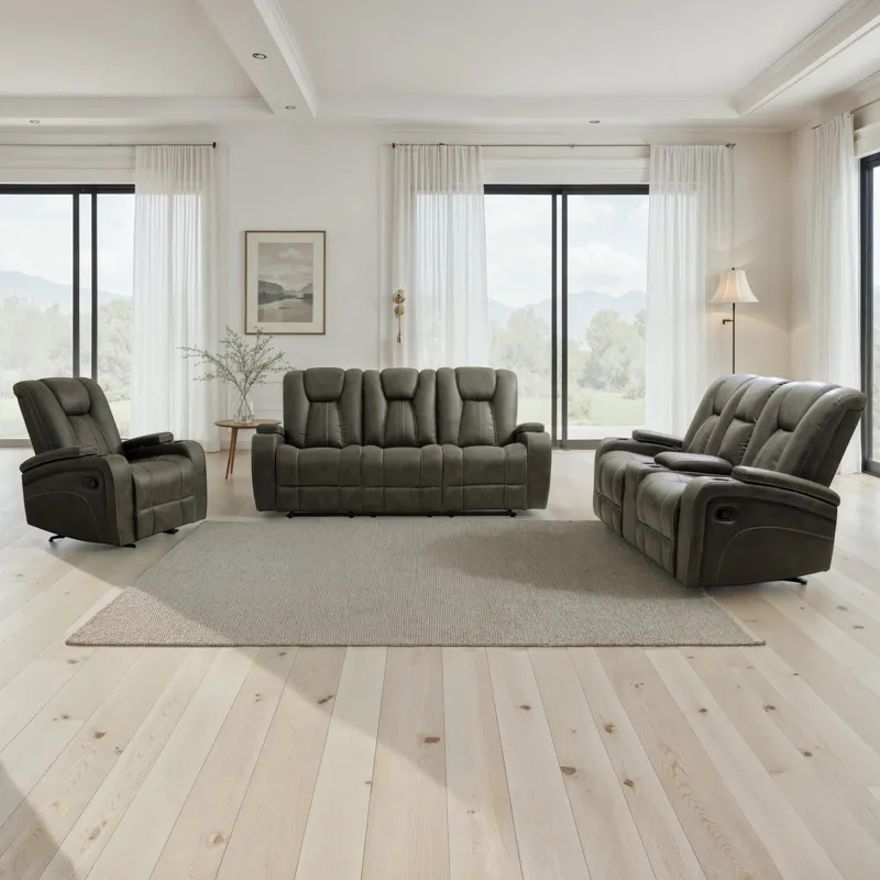 Marlow Charcoal 3pc Manual Reclining Living Room Set