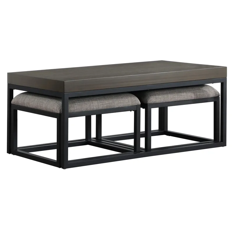 Yukon Rectangular Nesting Table With 2 Stools