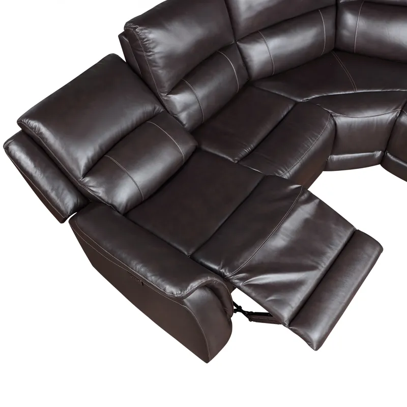 Alexandria 6-Piece Dual-Power Leather Reclining Sectional, Chocolate Sectional
