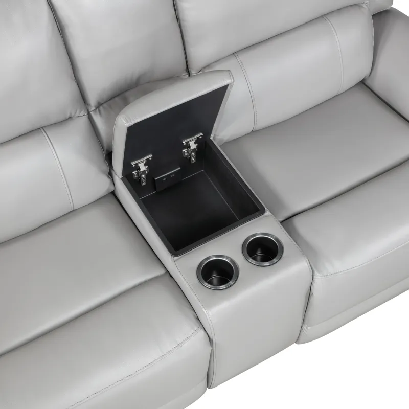 Alexandria Leather Power Reclining Conso Living Room Set