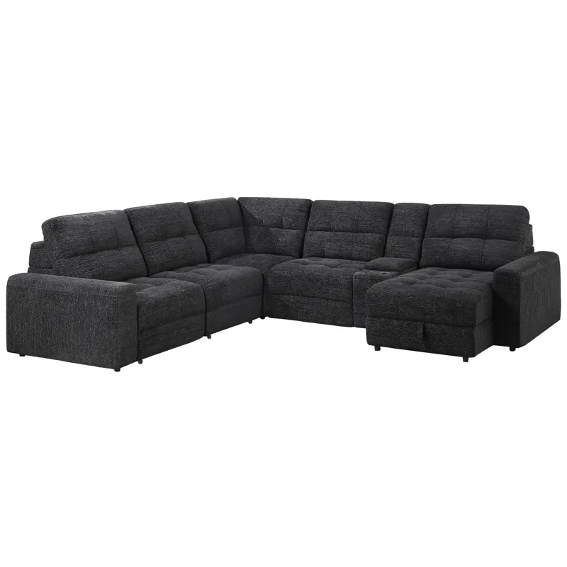 Snyder Black 6-Piece Reclining Sectional