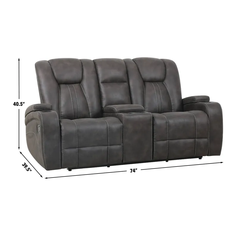 Marlow Charcoal Manual Recliner Loveseat