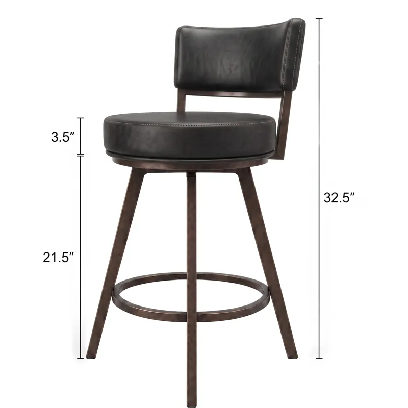 Geno Black Swivel Counter Stool