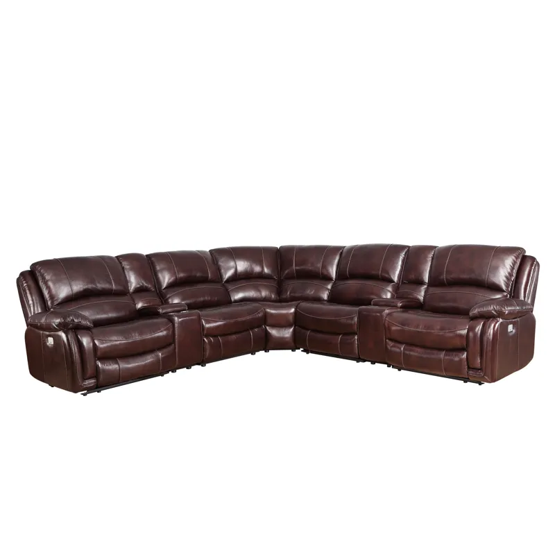 Denver Armless Leather Sectional Chair, Brown