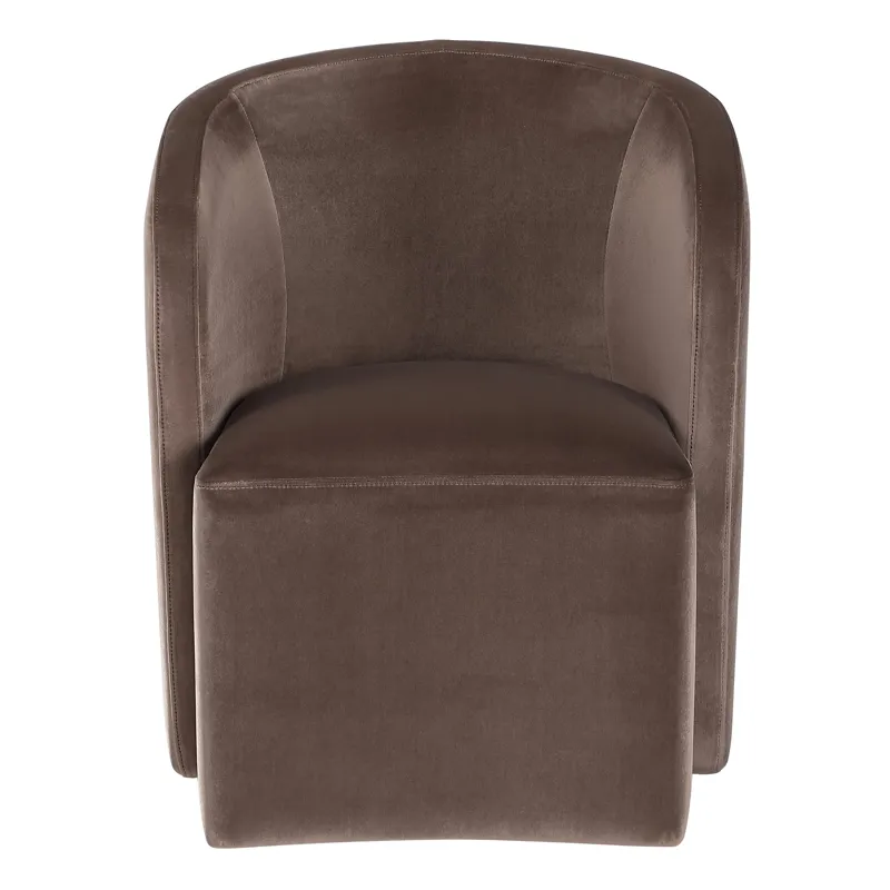 Annie Chocolate Velvet Barrel Chair W/Ca