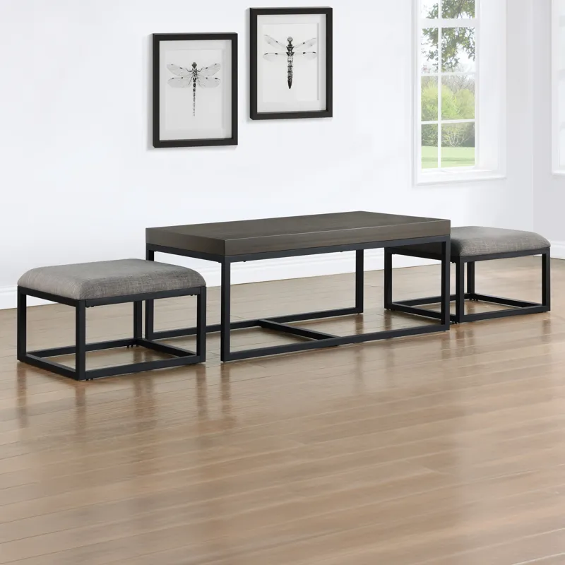 Yukon Rectangular Nesting Table With 2 Stools