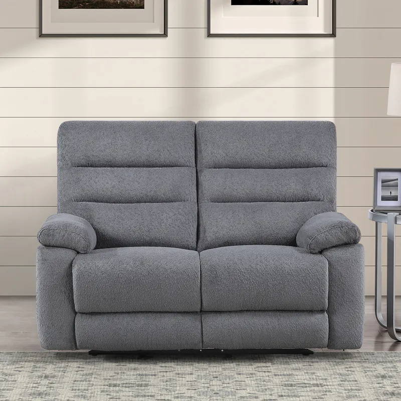 Cozy Gray Manual Recliner Loveseat