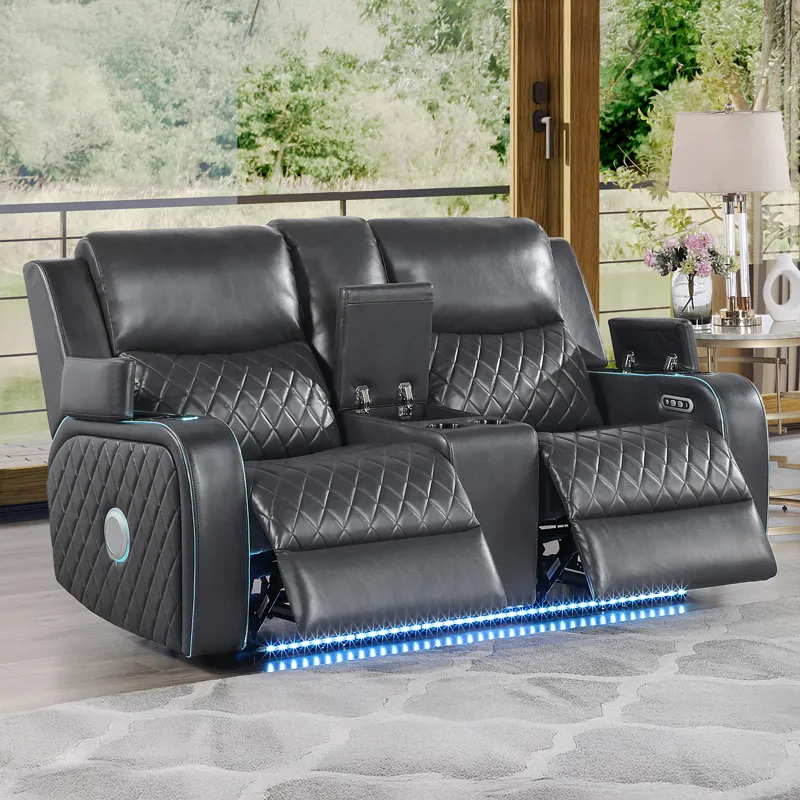 Luna Charcoal Power Console Loveseat