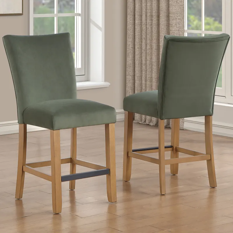 Artemis Chive Green Velvet Counter Chair