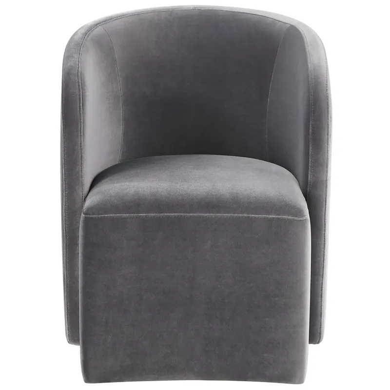 Annie Gray Velvet Barrel Chair W/Casters