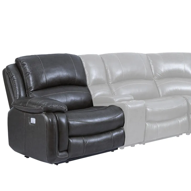 Denver LAF Dual-Power Leather Sectional Recliner, Charcoal