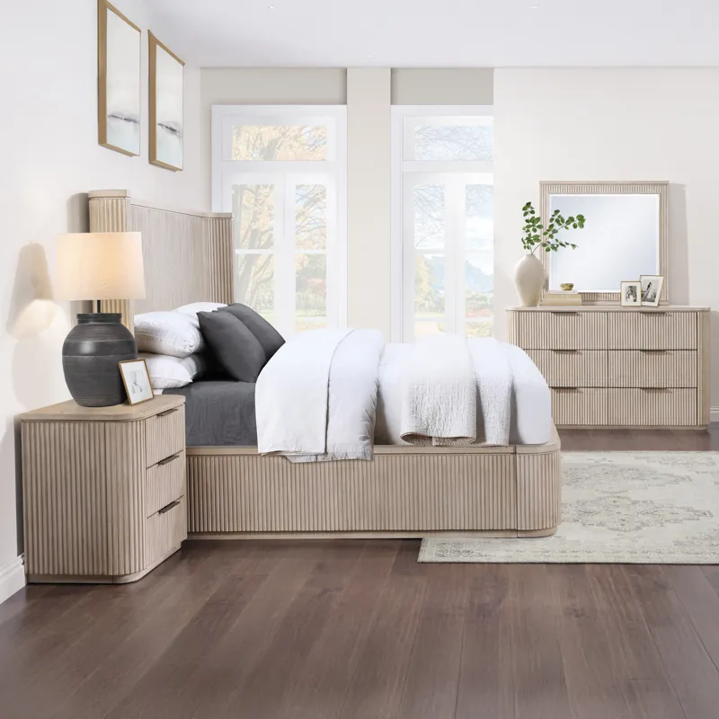 Henry 4-Piece Bedroom, Tan Finish - Queen
