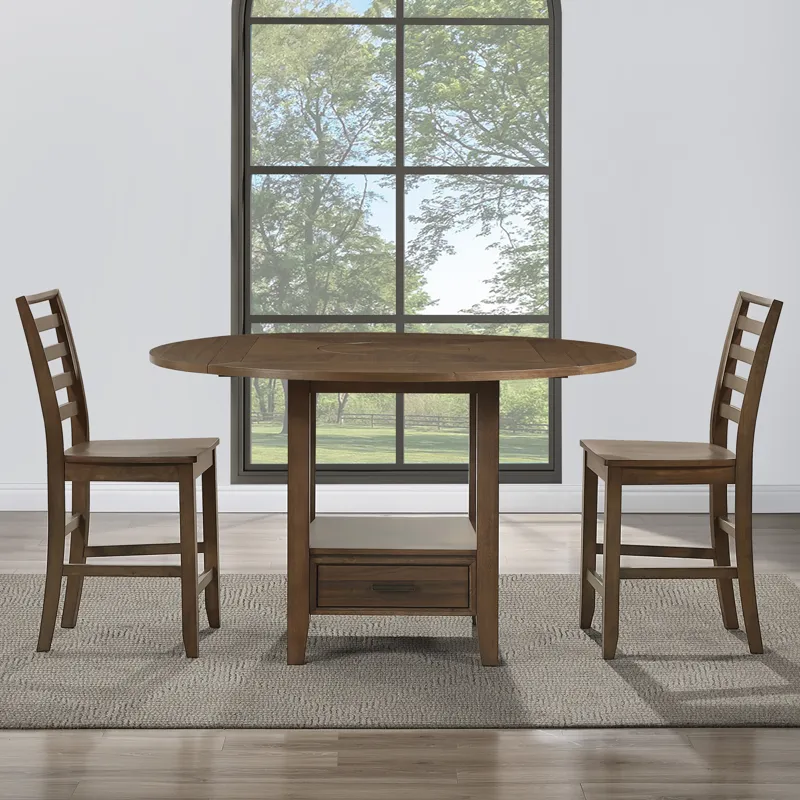 Java Brown 5-Piece Counter Height Dining Table Set with Joanna Chairs