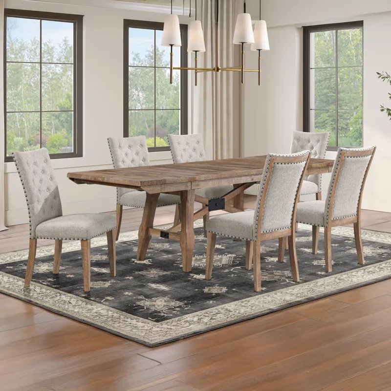 Riverdale Trestle Table W 6 Upholstered Chairs