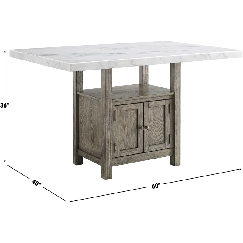 Grayson White Marble Counter Height Dining Table