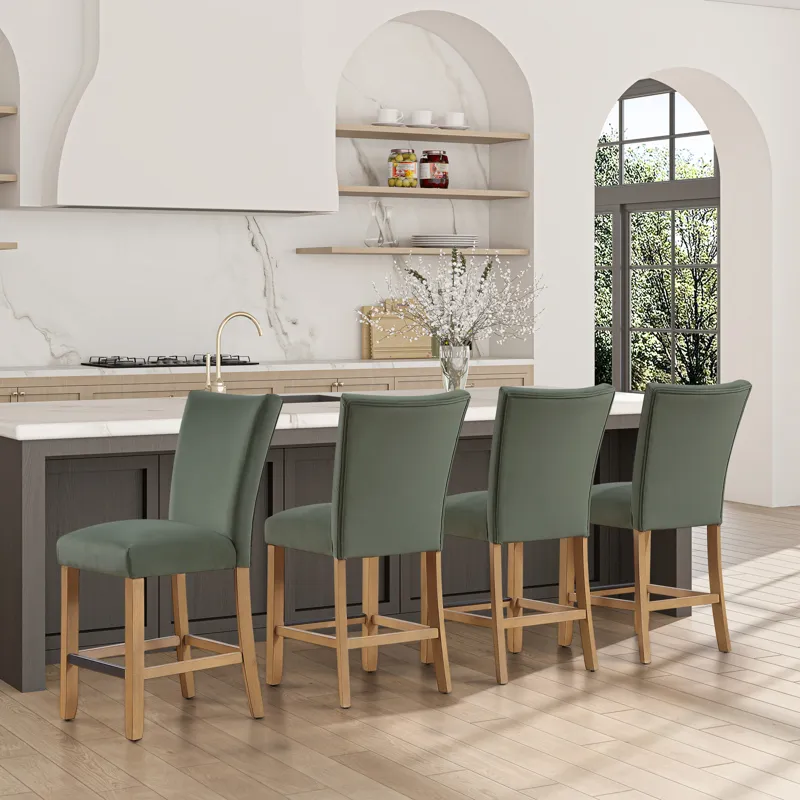 Artemis Chive Green Velvet Counter Chair
