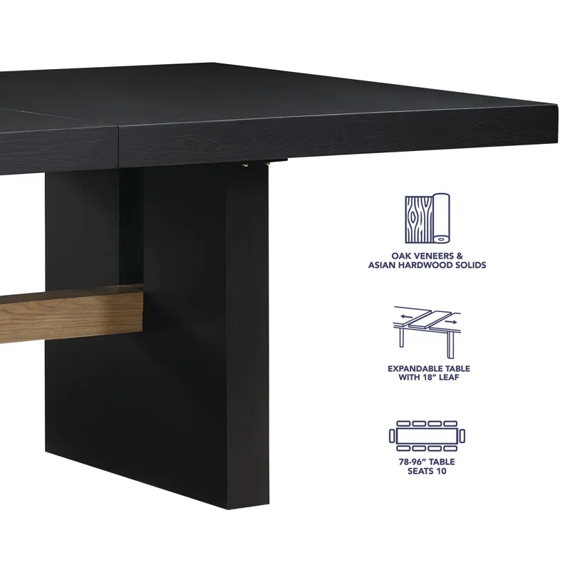 Aubrey 78-96" Dining Table W/18" Leaf, Black