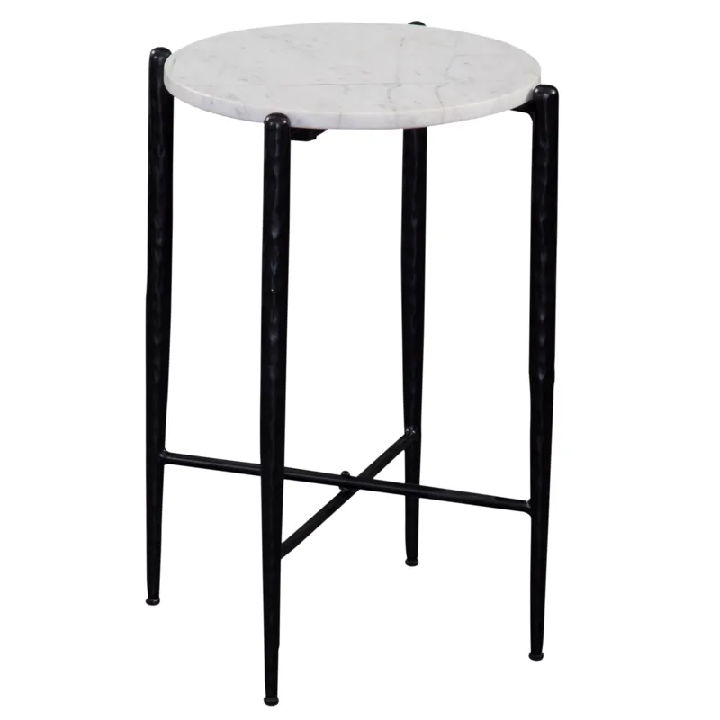 Loxie White Marble Top Round End Table
