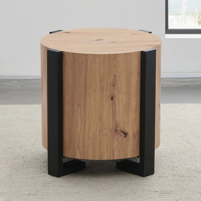 Darcie Faux Wood Round End Table