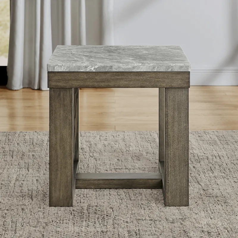 Calla Gray Marble Top Square End Table