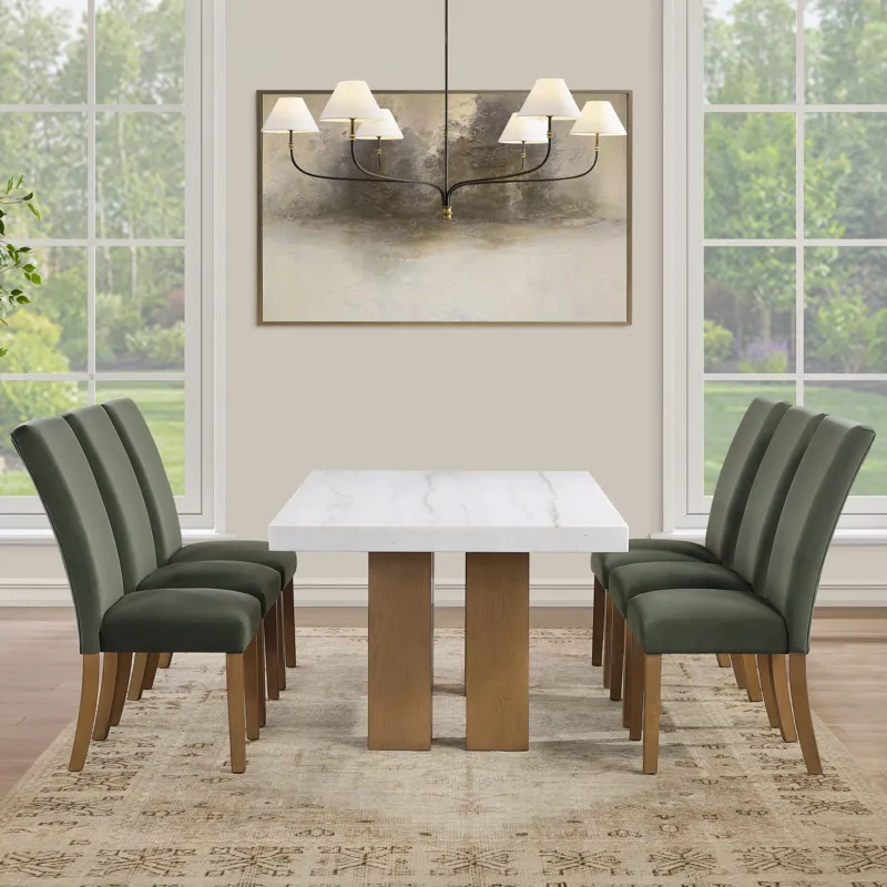 Artemis 70\" Rectangle White Marble Table, Tan