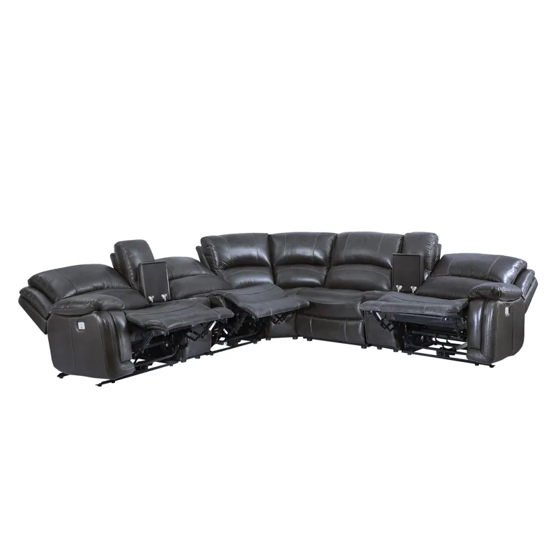 Denver Armless Leather Sectional Chair, Charcoal