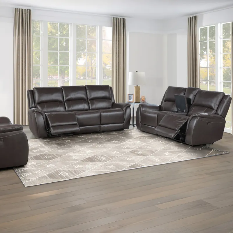 Alexandria Power Leather Reclining Set