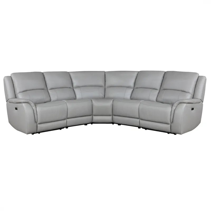 Alexandria 5-Piece Power Leather Reclining Sectional(Lrt,act,wt,art,rrt), Stone