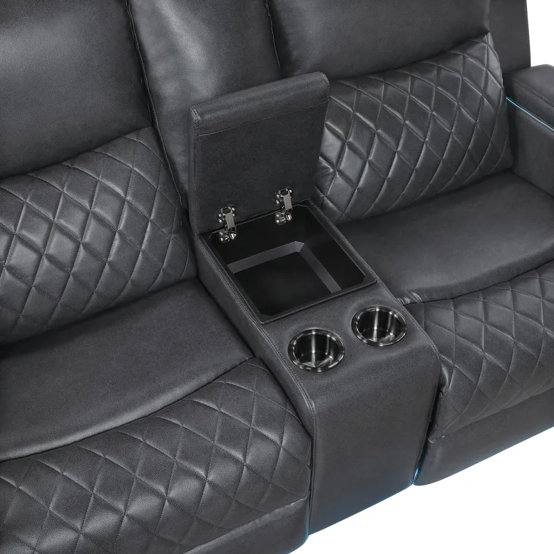 Luna Charcoal Power Console Loveseat