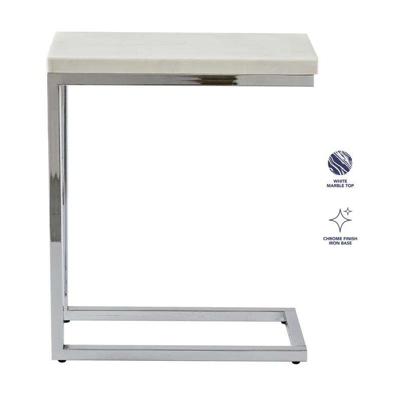 Echo White Marble Top Chairside Table