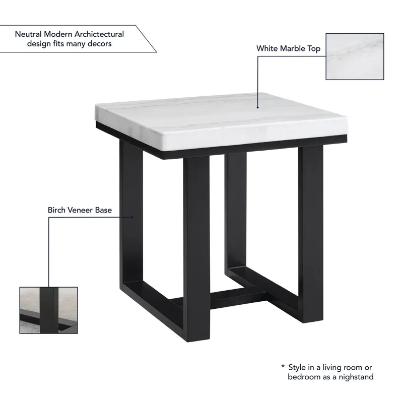 Lucca(Artemis White Marble Top End Tab