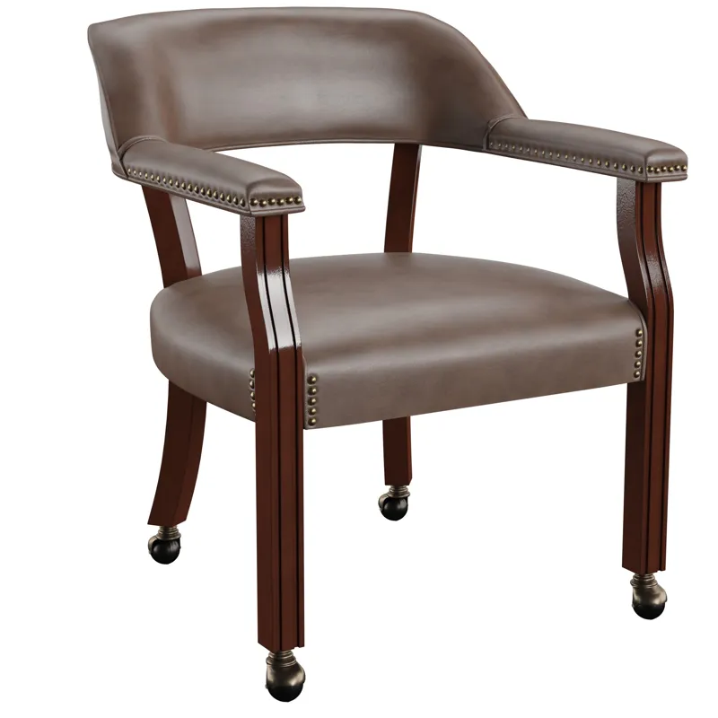 Tournament Arm Chair W/Casters, Brown