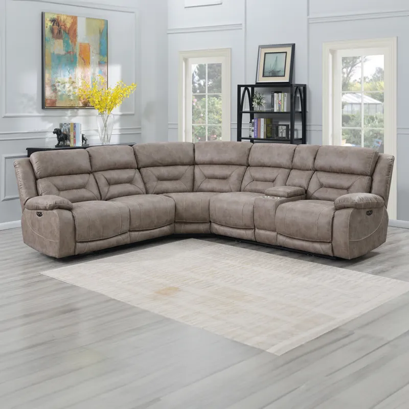 Aria 3-Piece Dual-Power Reclining Sectional, Desert Sand