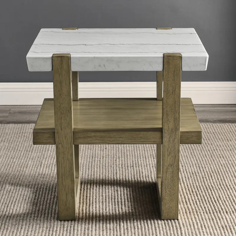 Perth White Marble Top End Table