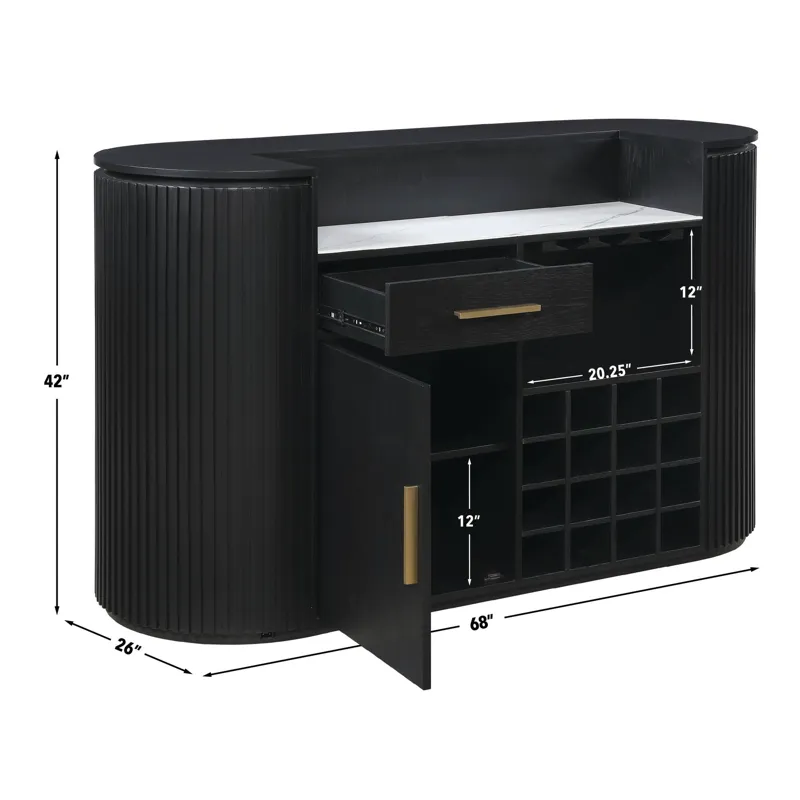 Colvin Black Bar, 68\" X 26\" X 42\"