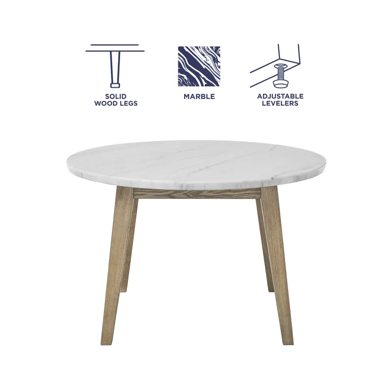 Vida White Marble Top Round Dining Table