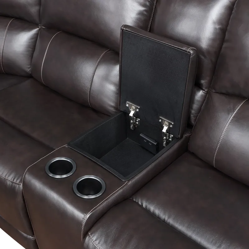 Alexandria 6-Piece Dual-Power Leather Reclining Sectional, Chocolate Sectional