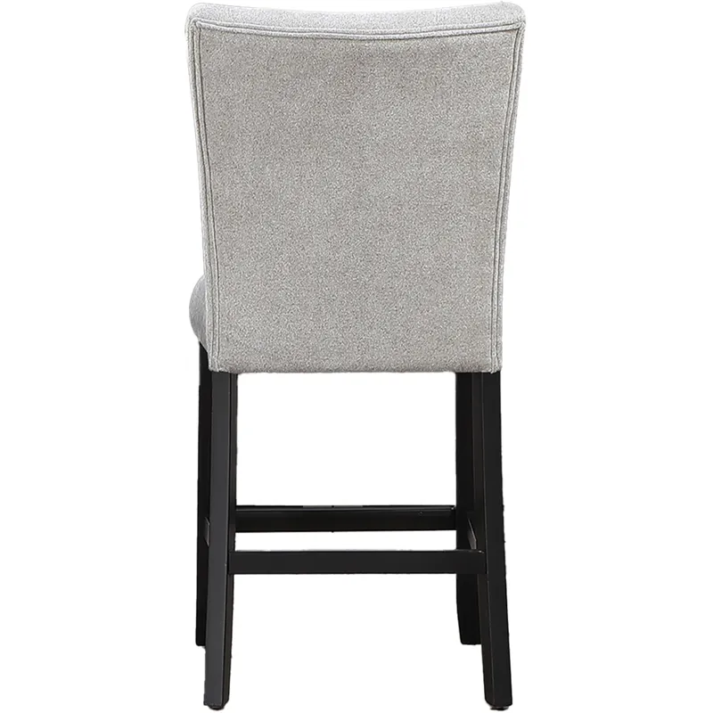 Artemis 5PC 54x54? White Marble Counter w Gray Chenille Chairs Dining Set