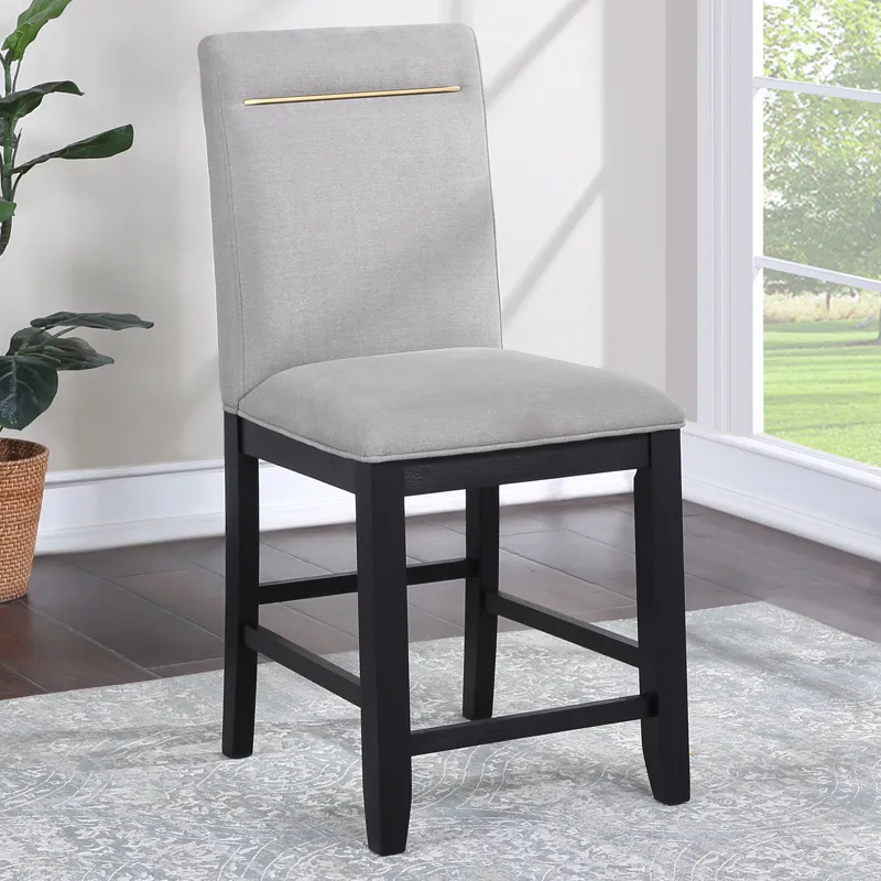 Yves Black Counter Table With Storage And 8 Grey Counter Chairs