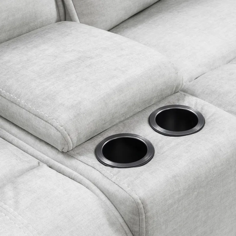 Olsen Silver Power Reclining Loveseat Sectional