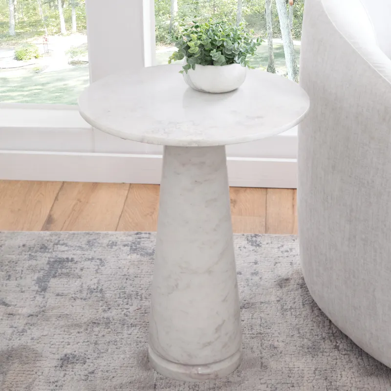 Joni Talita White Marble End Table
