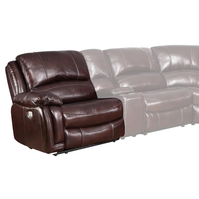 Denver RAF Dual-Power Leather Sectional Recliner, Brown